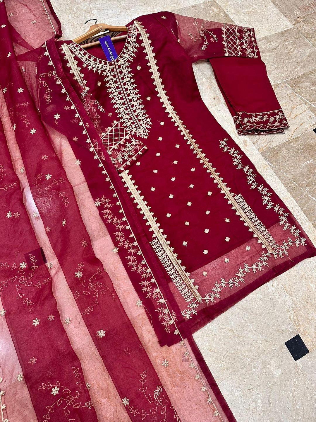 Designer 3 Pcs Stitched Embroidered Suit for Women – Fashionable & Graceful