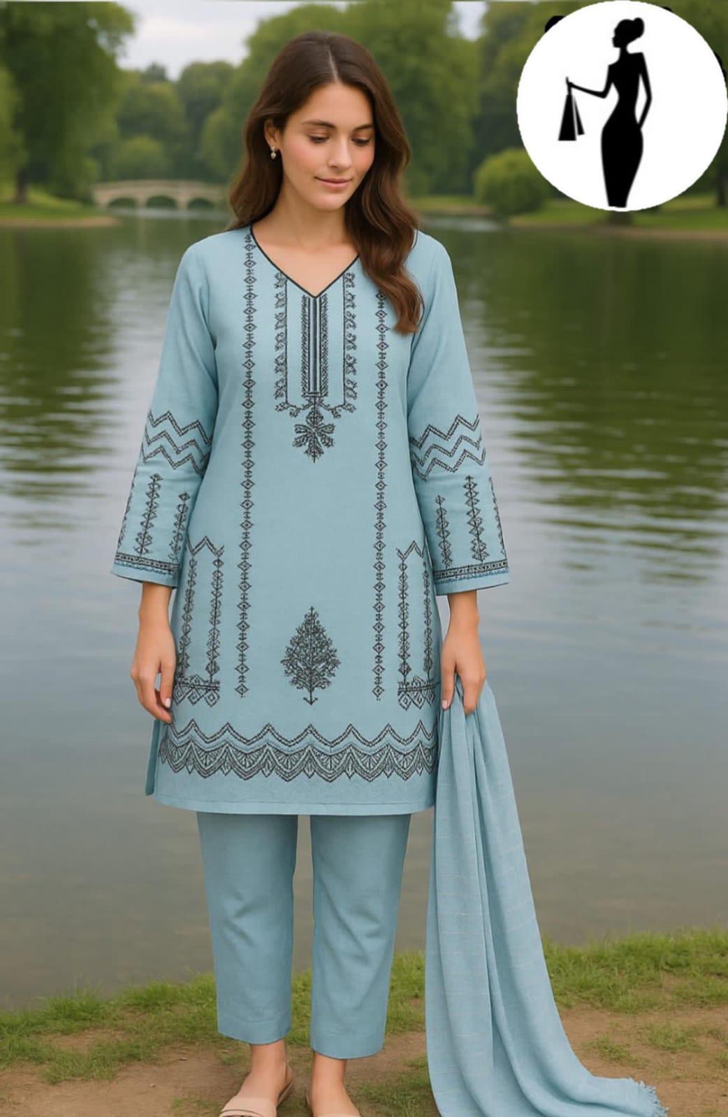 3 Pcs  Women's Formal Wear Stitched Embroidered Suit 