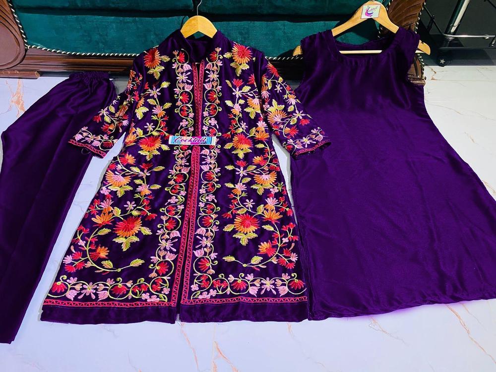 Stylish 3 Pcs Women's Stitched Embroidered Suit – Evening Wear