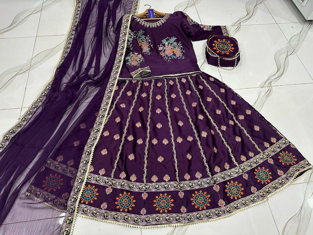 Exquisite Silk Embroidered Lehenga Choli Set - 4 Pcs Ensemble