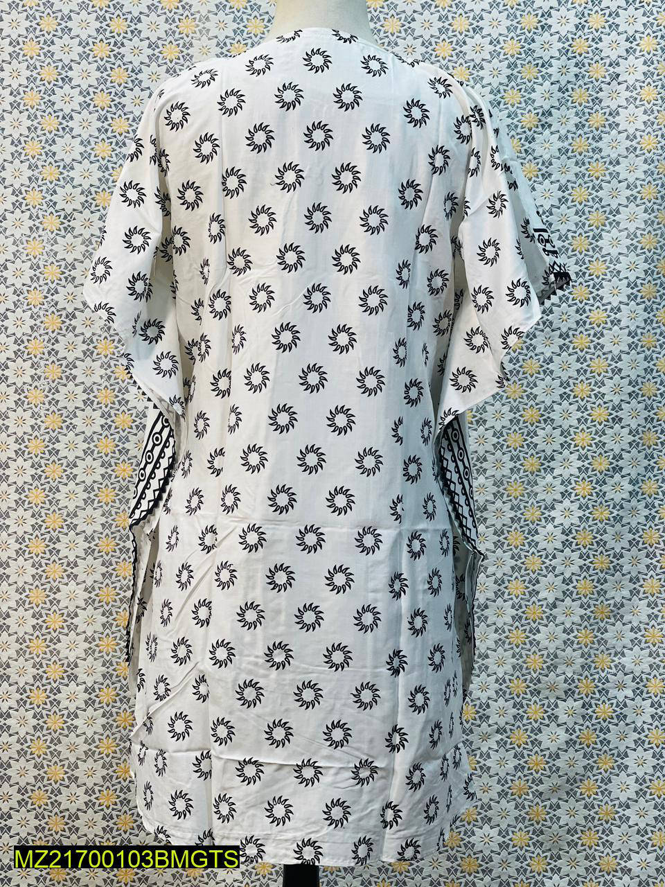 Kaftan Style Stitched Linen Frock