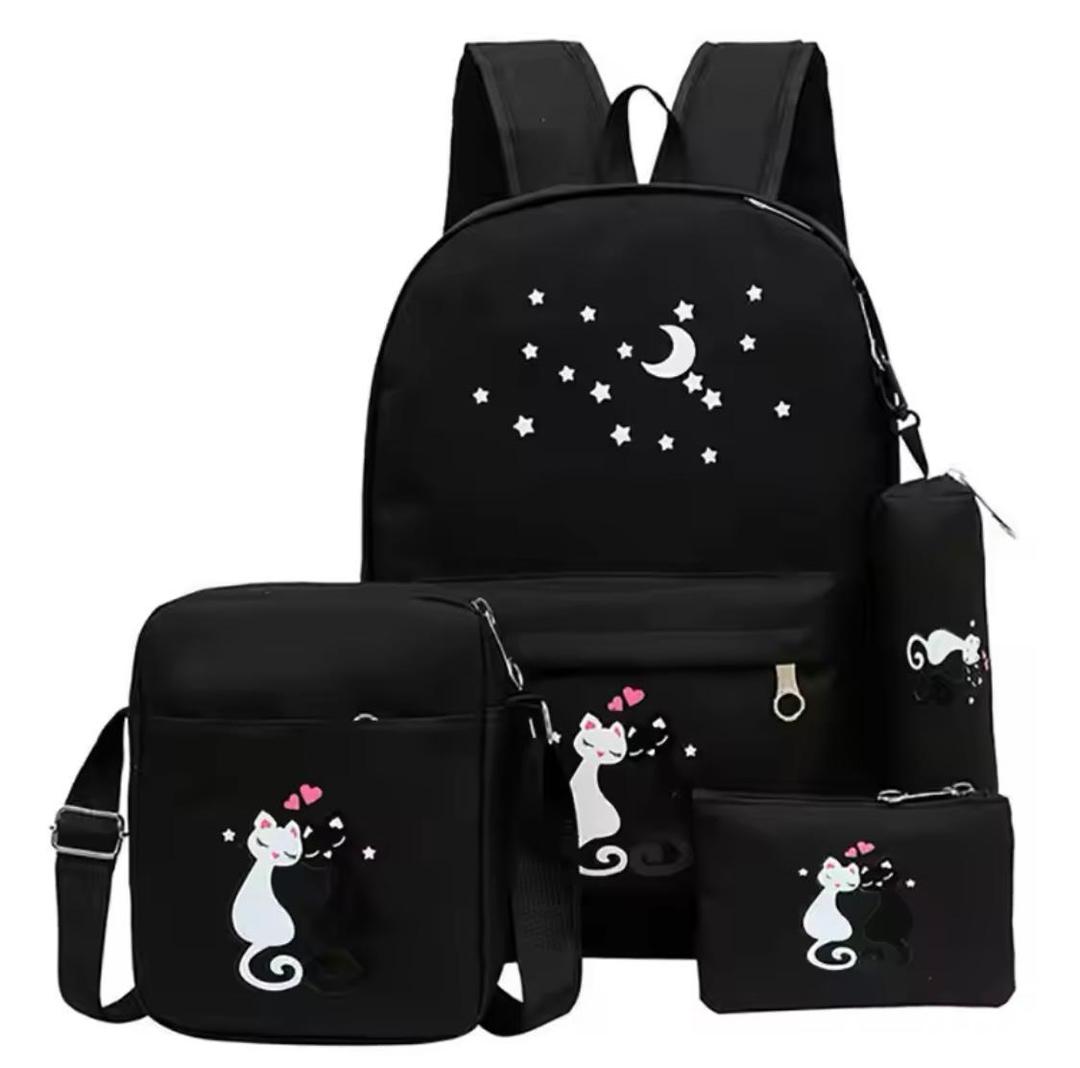 Multipurpose Backpack Set – 4 Pcs Printed School & Travel Bags for Students