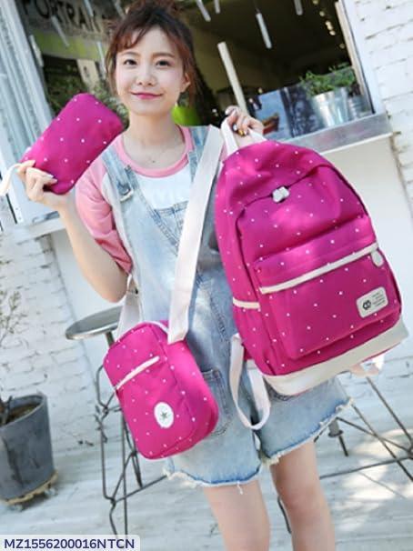 Multipurpose Backpack Set – 3 Pcs School Bags for Girls with Handbag & Pouch
