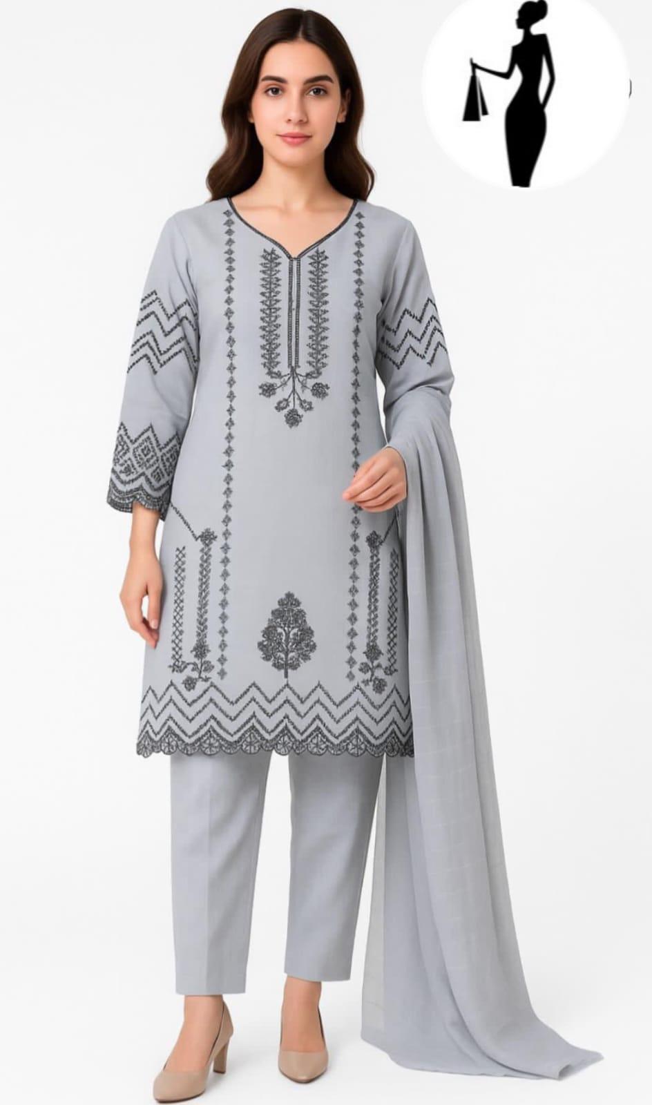 3 Pcs  Women's Formal Wear Stitched Embroidered Suit 