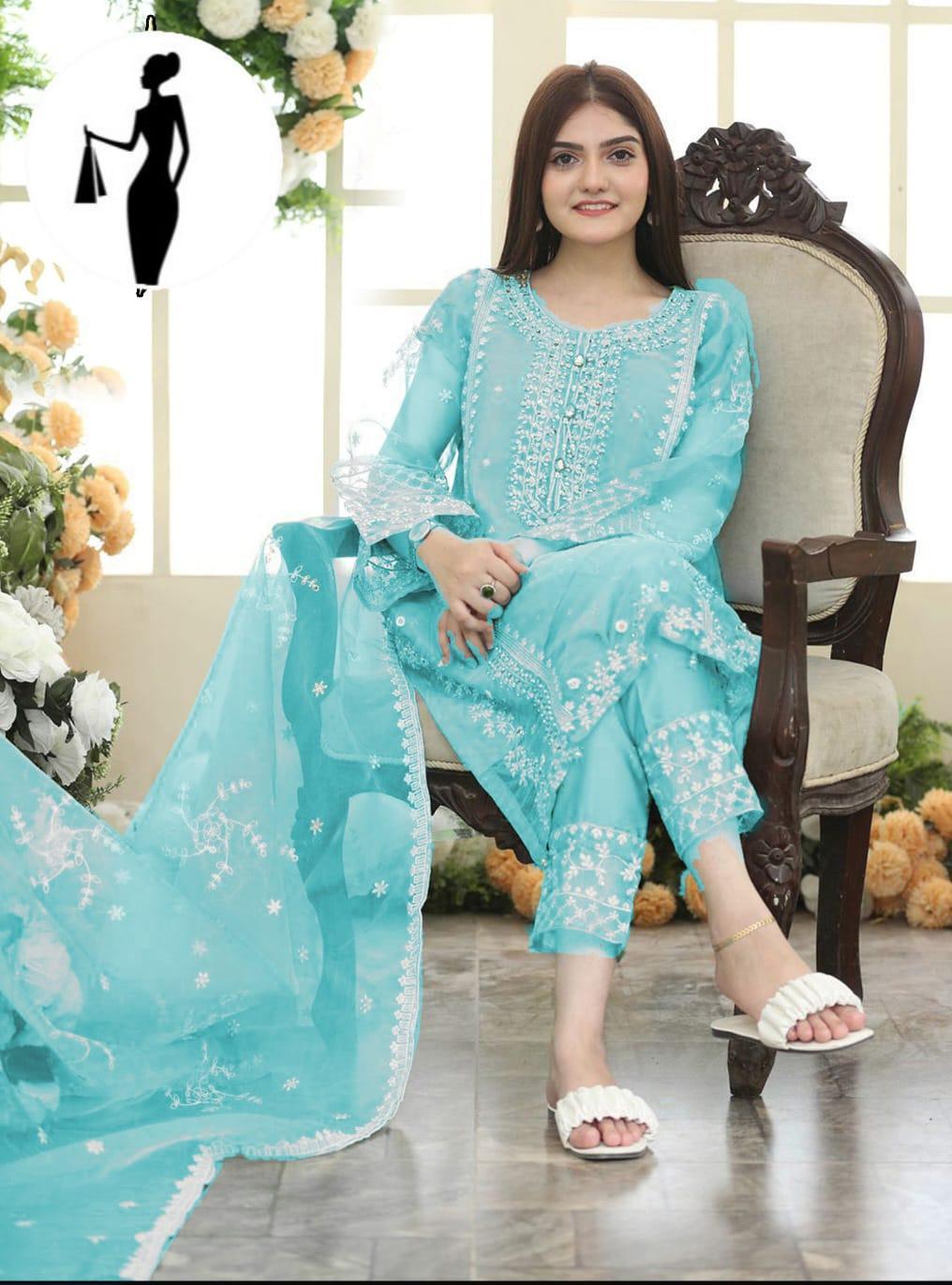 Festive Wear 3 Pcs Stitched Embroidered Suit for Women – Complete Set