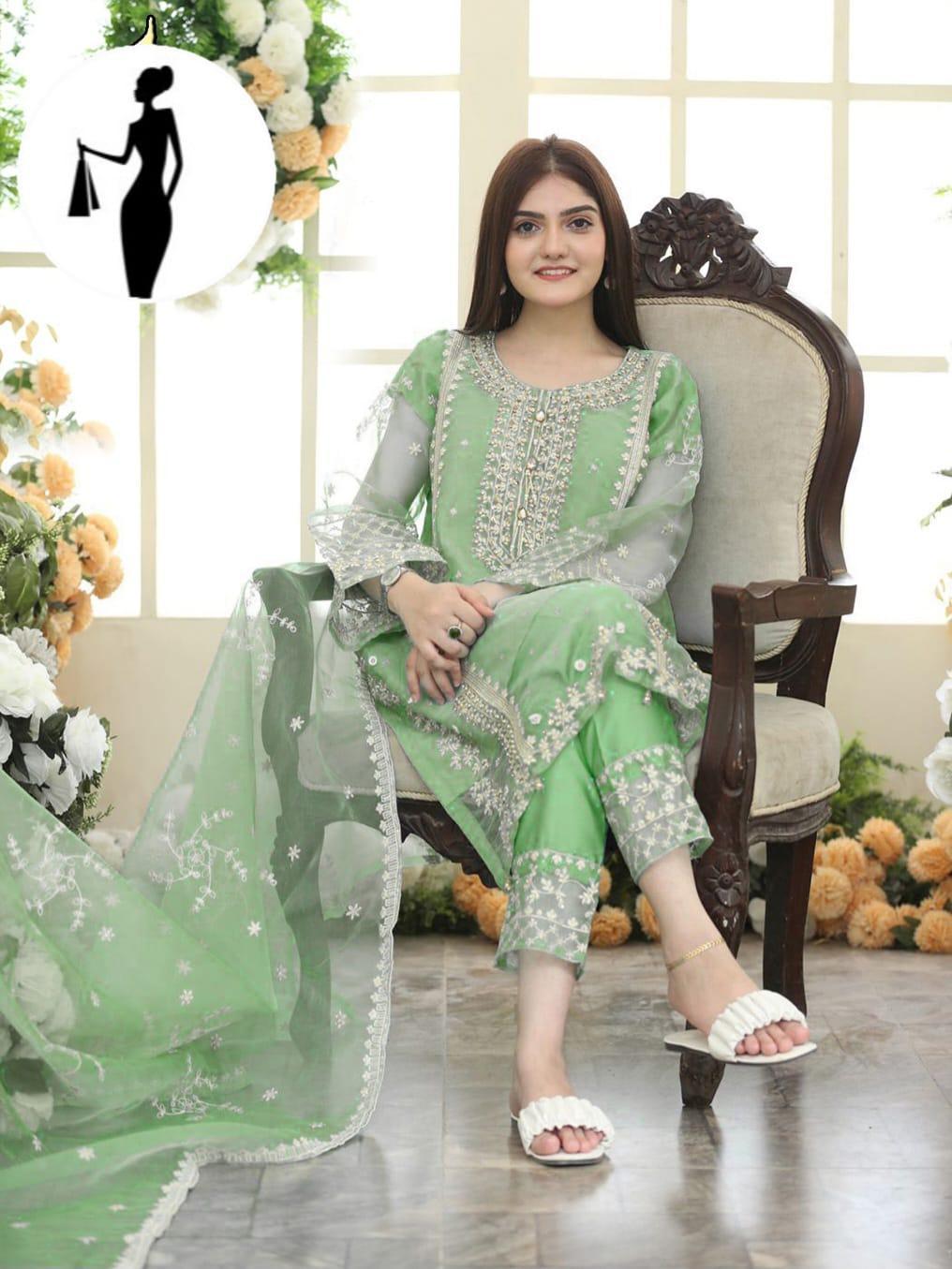 Premium Quality 3 Pcs Women's Stitched Embroidered Suit – Elegant Outfit