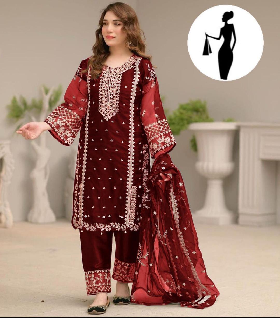 Designer 3 Pcs Stitched Embroidered Suit for Women – Fashionable & Graceful
