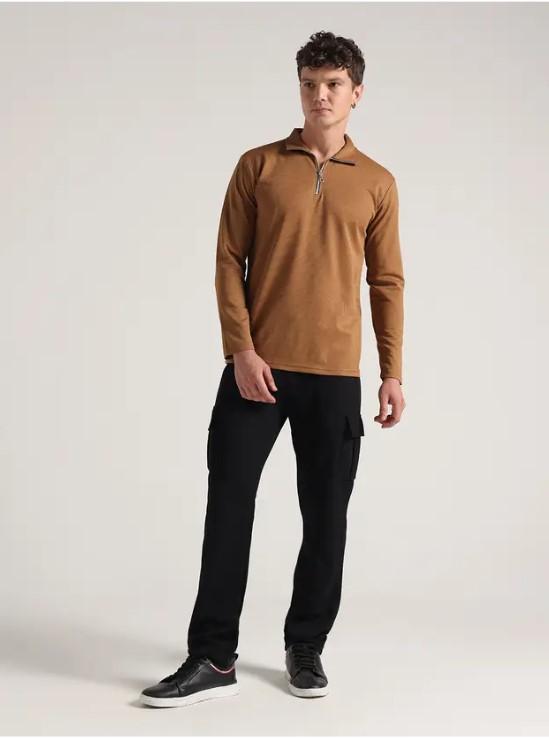 Men’s Modern Mustard Half-Zip T-Shirt with Matching Pants