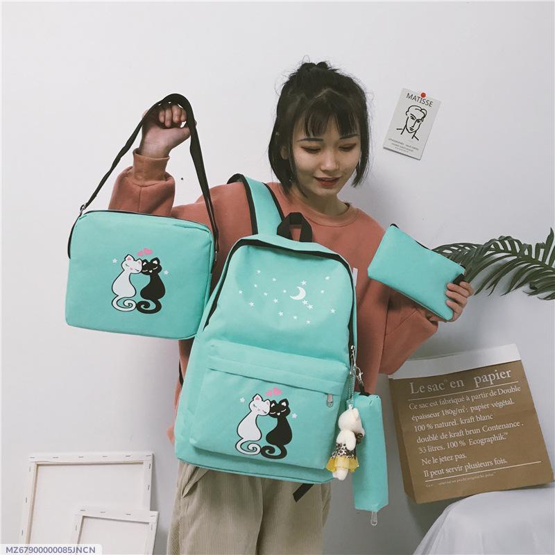 Multipurpose Backpack Set – 4 Pcs Printed School & Travel Bags for Students