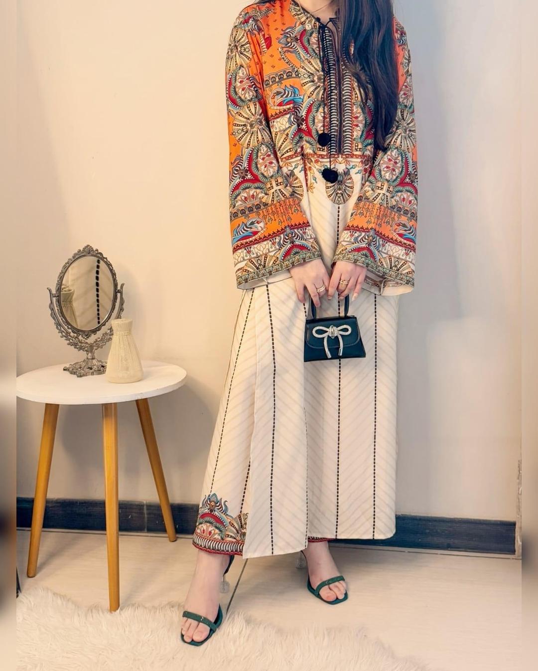 Stylish Women's Stitched Co-Ord Set in Multicolor Printed Swiss Lawn - 2 Pcs